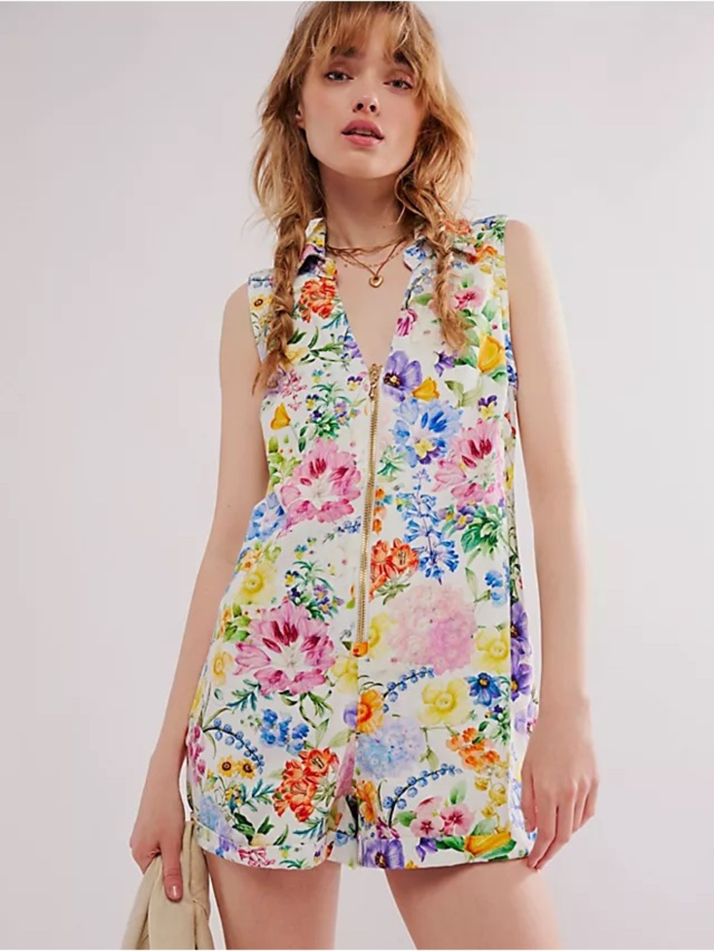 Show Me Your Mumu denim floral Reno romper
